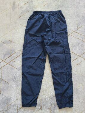 Vintage Reebok Crinkle Nylon Track Pants Navy Zip Ankle Windbreaker M 90s